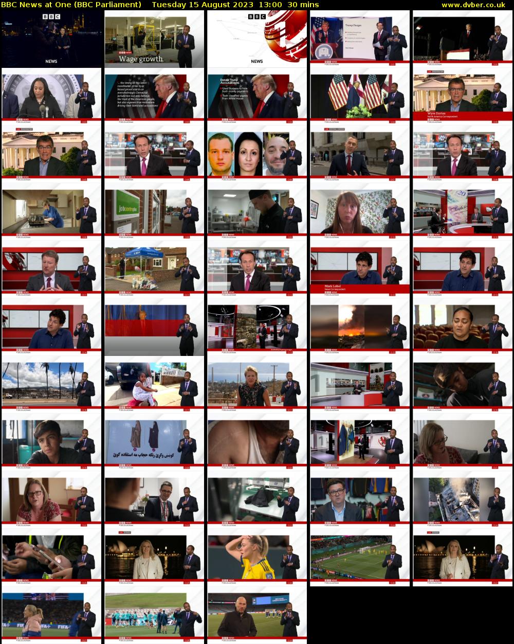 BBC News at One (BBC Parliament) Tuesday 15 August 2023 13:00 - 13:30