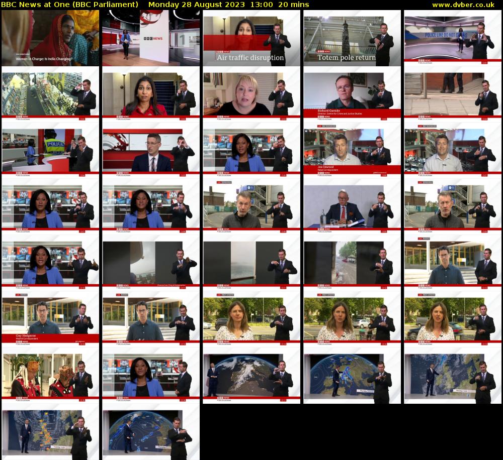 BBC News at One (BBC Parliament) Monday 28 August 2023 13:00 - 13:20
