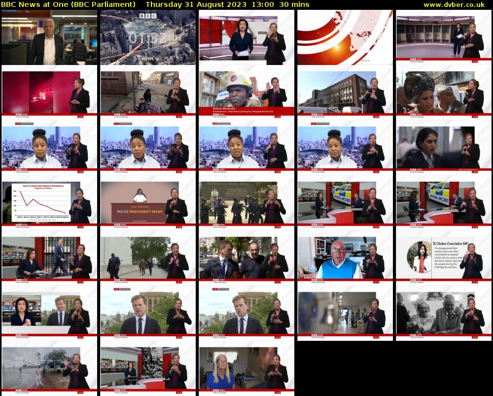 BBC News at One (BBC Parliament) Thursday 31 August 2023 13:00 - 13:30