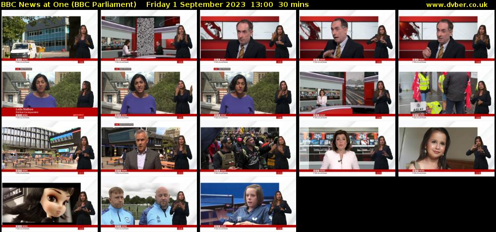 BBC News at One (BBC Parliament) Friday 1 September 2023 13:00 - 13:30