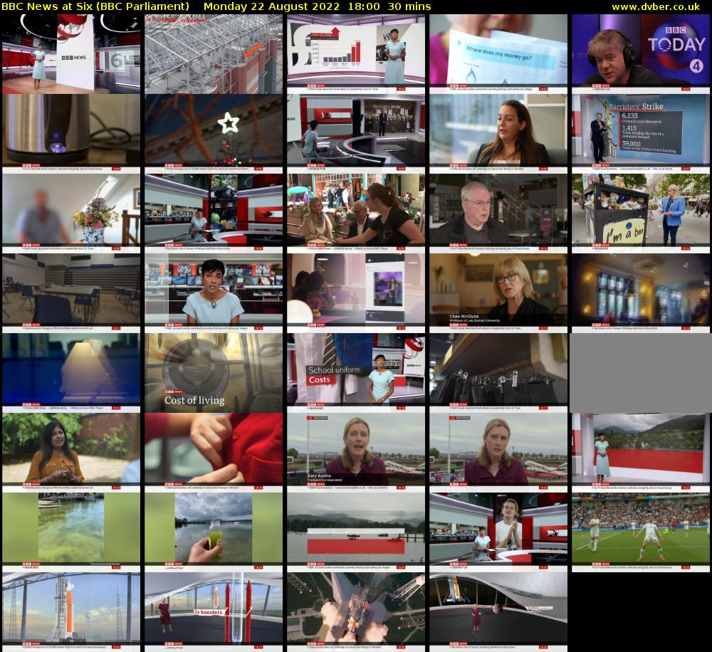 BBC News at Six (BBC Parliament) Monday 22 August 2022 18:00 - 18:30