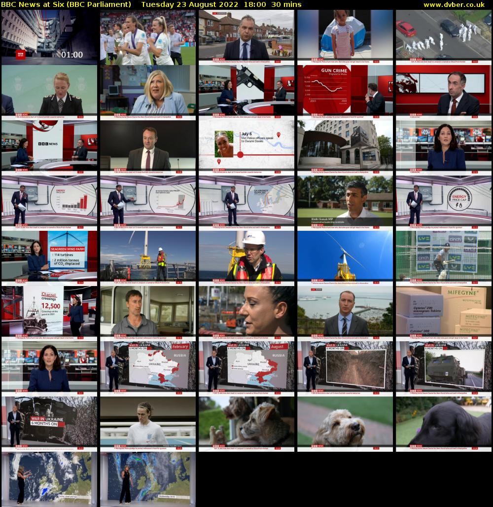 BBC News at Six (BBC Parliament) Tuesday 23 August 2022 18:00 - 18:30