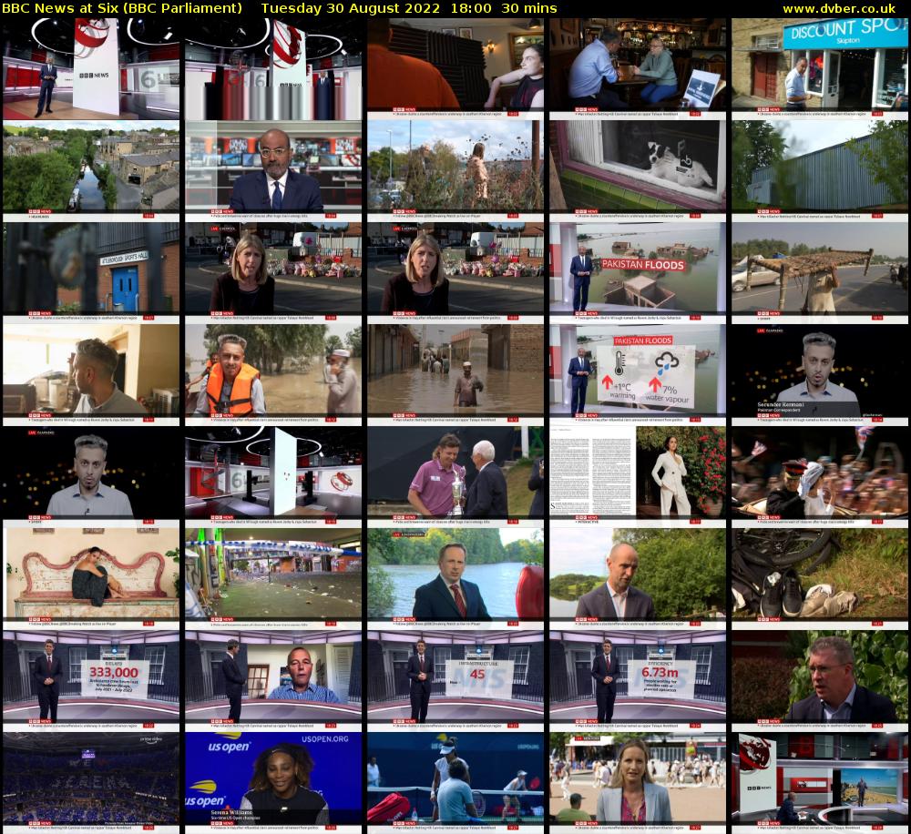 BBC News at Six (BBC Parliament) Tuesday 30 August 2022 18:00 - 18:30