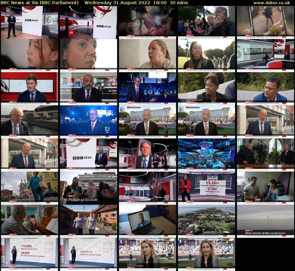 BBC News at Six (BBC Parliament) Wednesday 31 August 2022 18:00 - 18:30