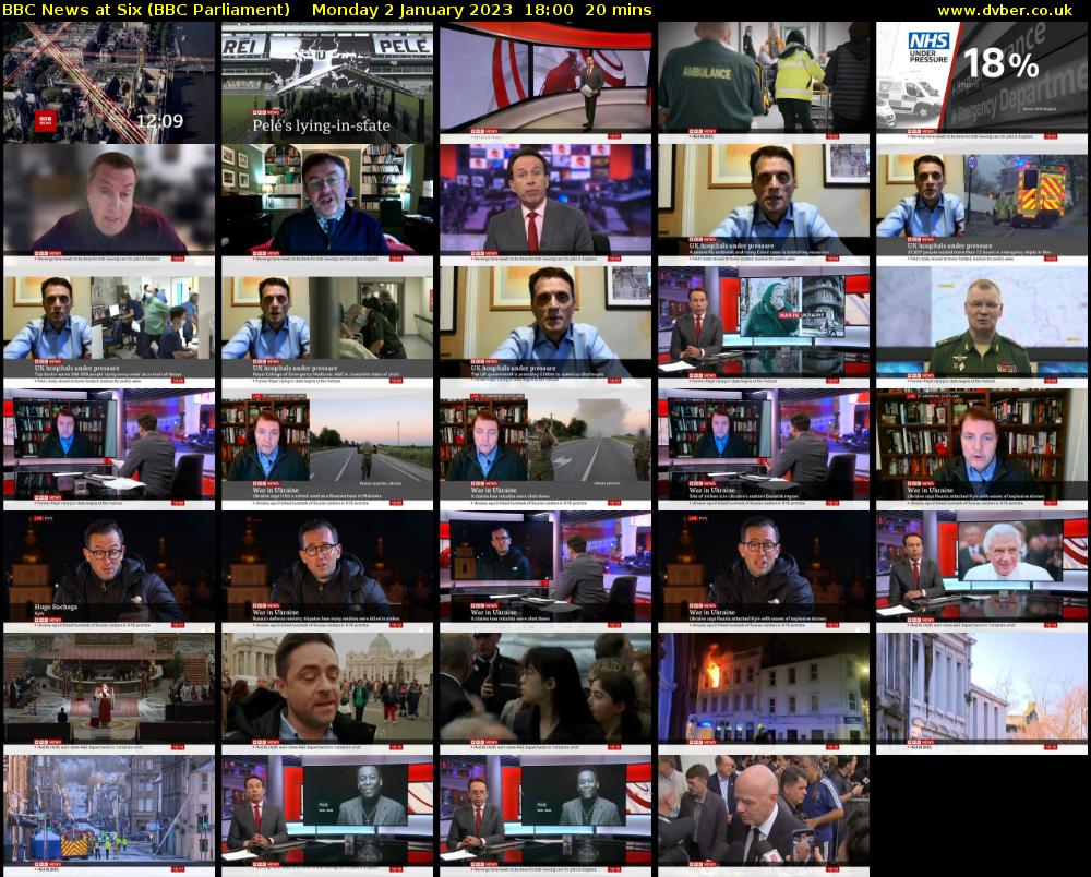 BBC News at Six (BBC Parliament) Monday 2 January 2023 18:00 - 18:20