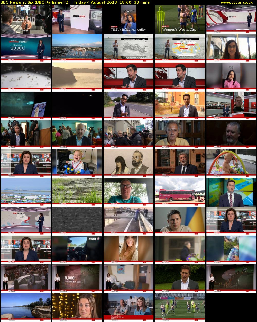BBC News at Six (BBC Parliament) Friday 4 August 2023 18:00 - 18:30