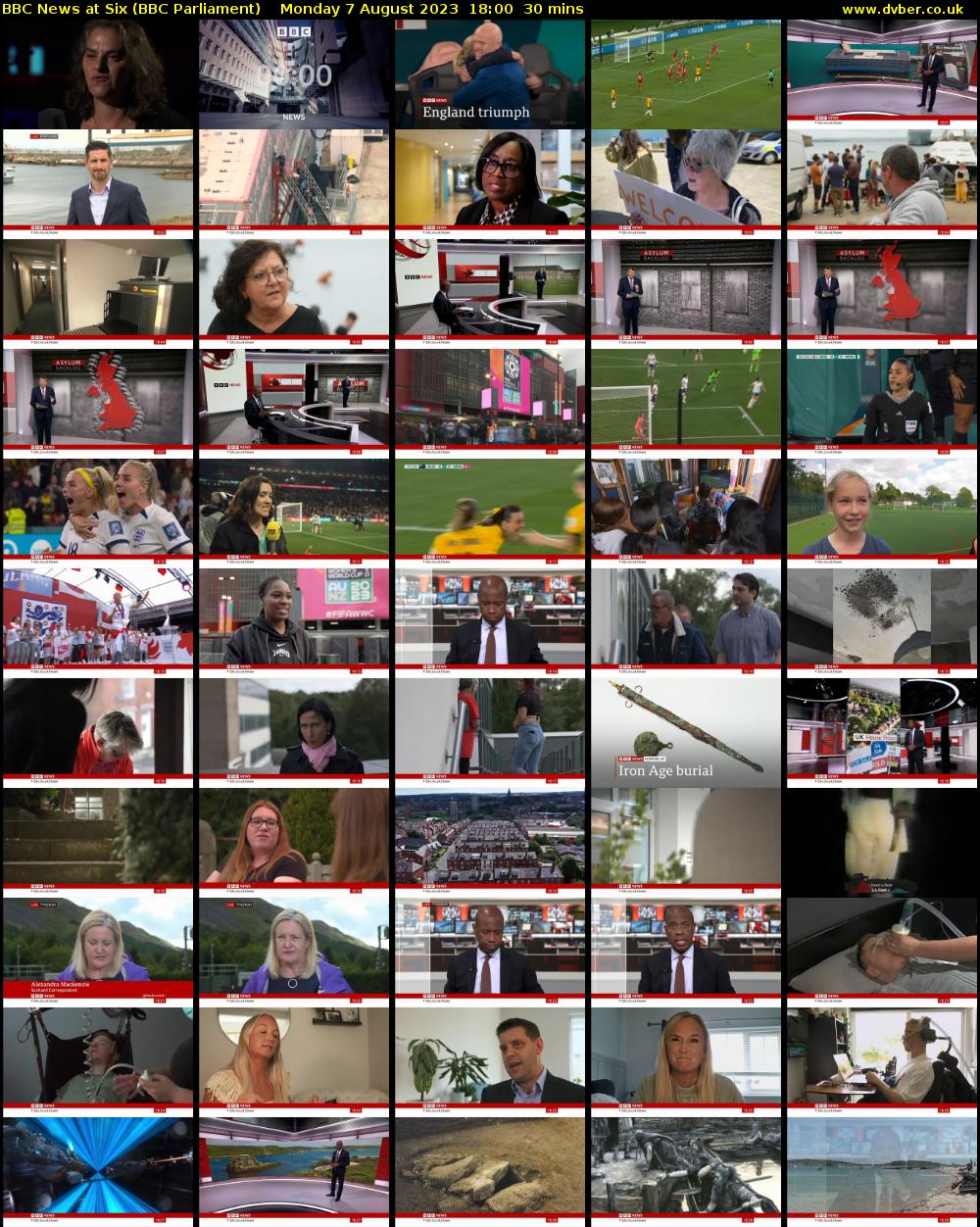 BBC News at Six (BBC Parliament) Monday 7 August 2023 18:00 - 18:30