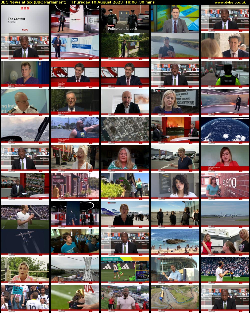 BBC News at Six (BBC Parliament) Thursday 10 August 2023 18:00 - 18:30