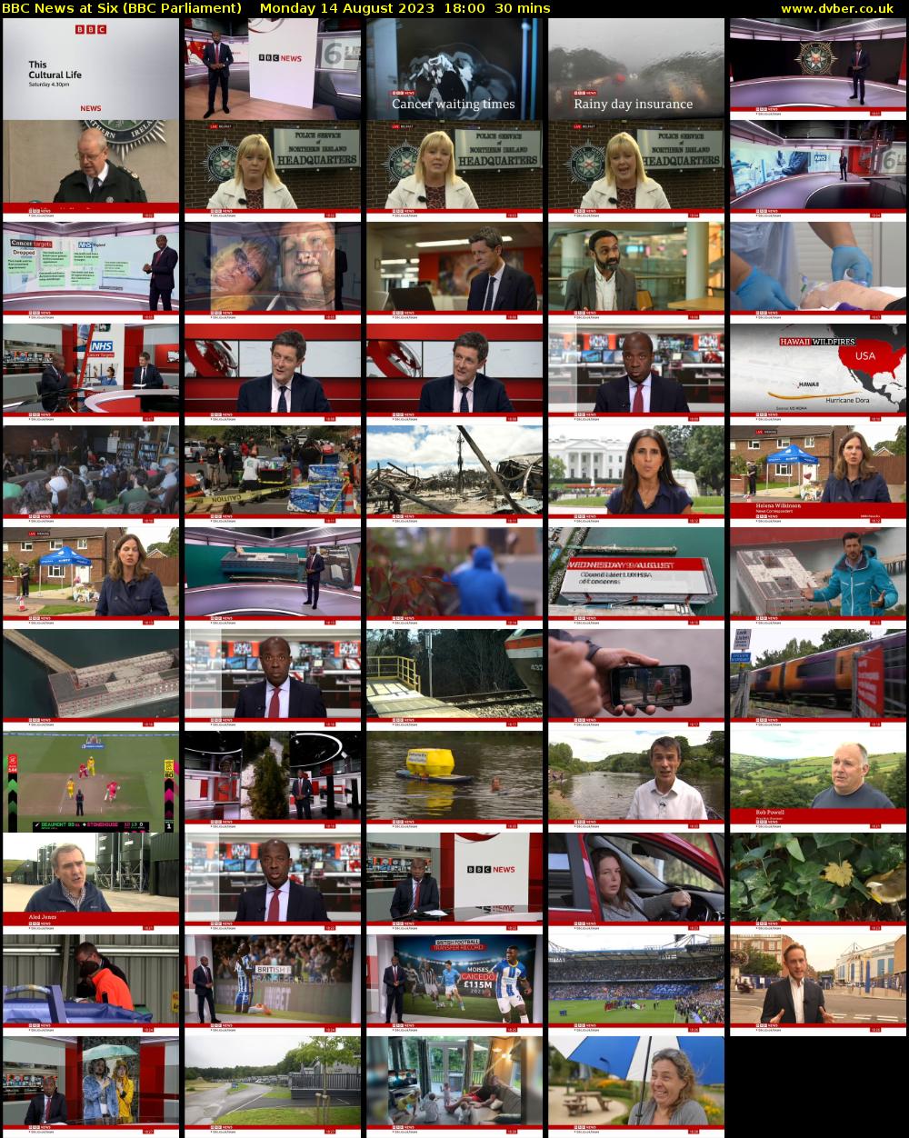 BBC News at Six (BBC Parliament) Monday 14 August 2023 18:00 - 18:30