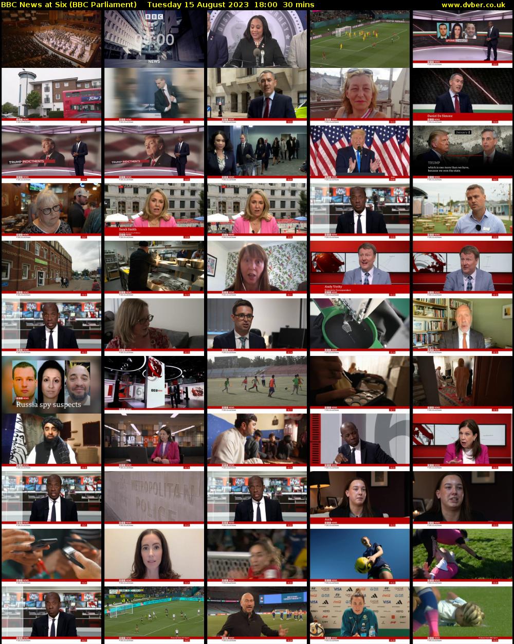 BBC News at Six (BBC Parliament) Tuesday 15 August 2023 18:00 - 18:30