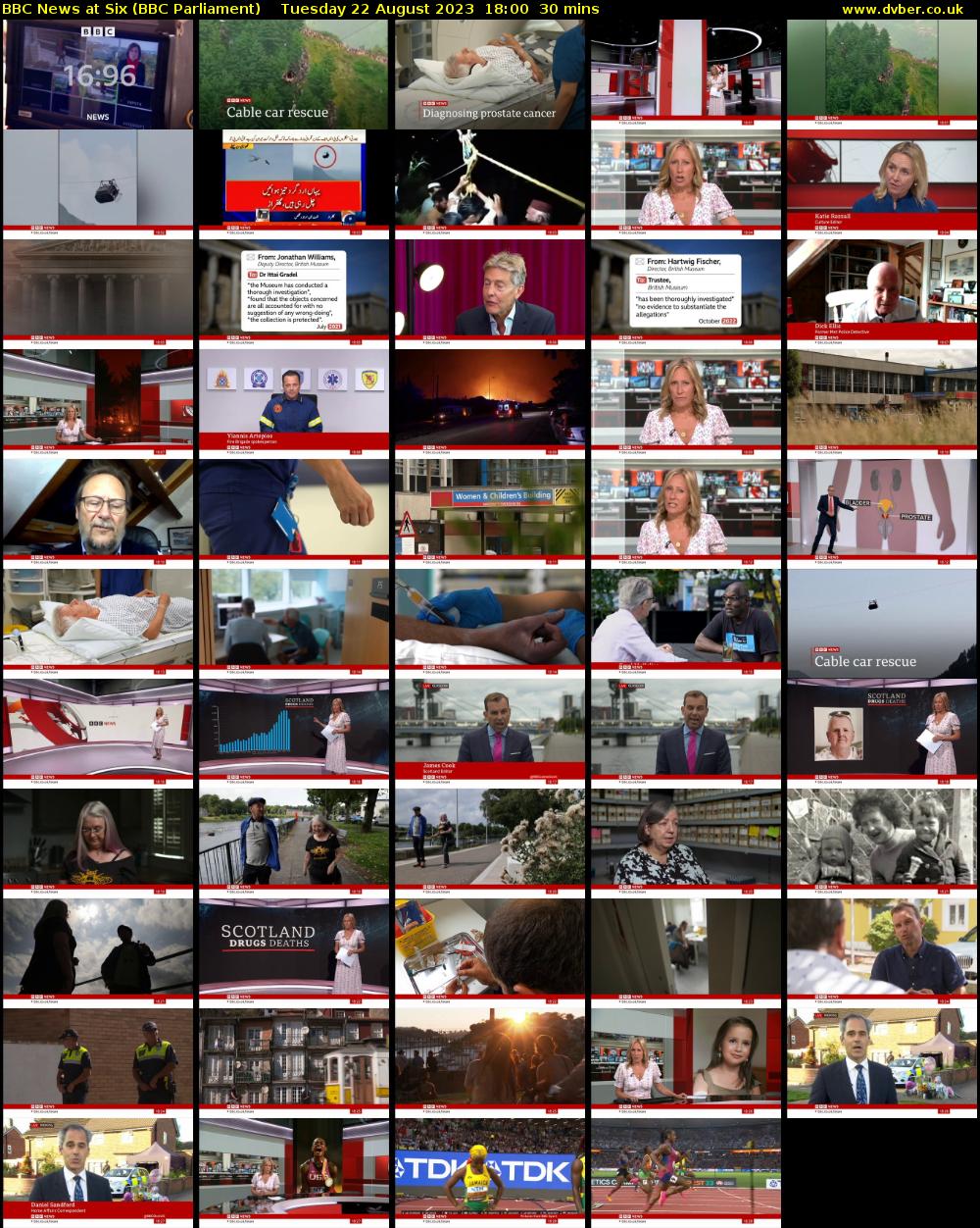 BBC News at Six (BBC Parliament) Tuesday 22 August 2023 18:00 - 18:30