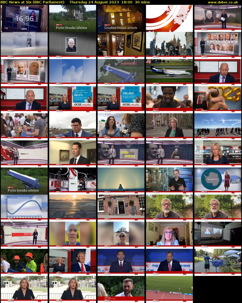 BBC News at Six (BBC Parliament) Thursday 24 August 2023 18:00 - 18:30