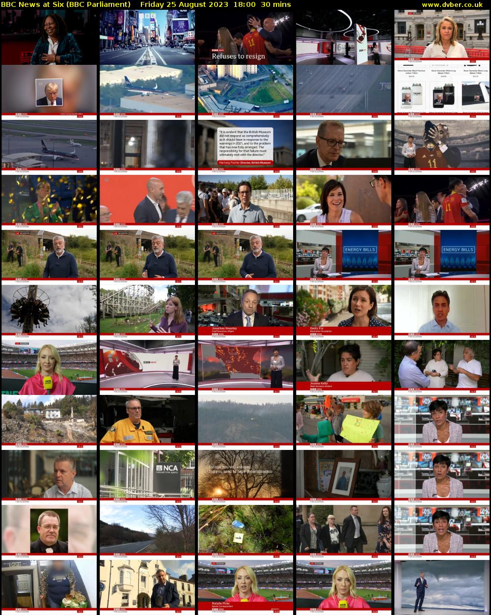 BBC News at Six (BBC Parliament) Friday 25 August 2023 18:00 - 18:30