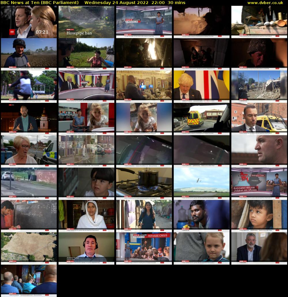 BBC News at Ten (BBC Parliament) Wednesday 24 August 2022 22:00 - 22:30