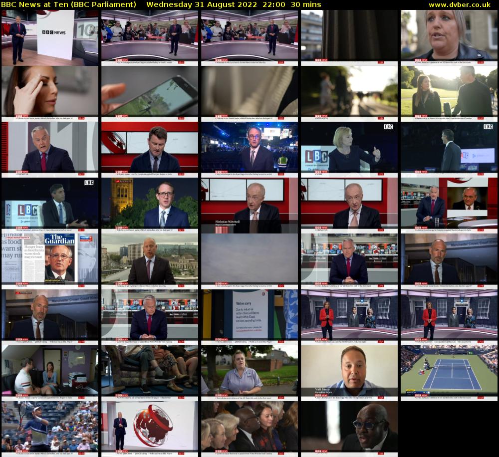 BBC News at Ten (BBC Parliament) Wednesday 31 August 2022 22:00 - 22:30