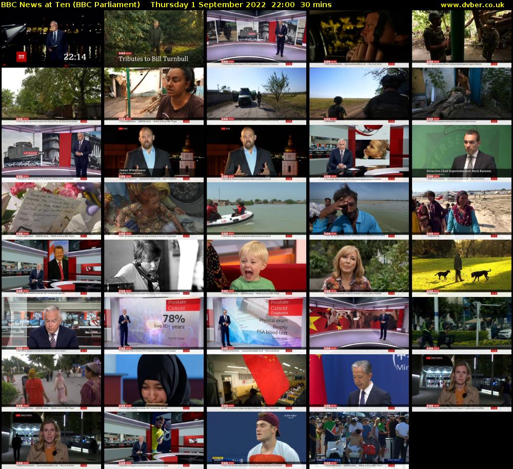 BBC News at Ten (BBC Parliament) Thursday 1 September 2022 22:00 - 22:30