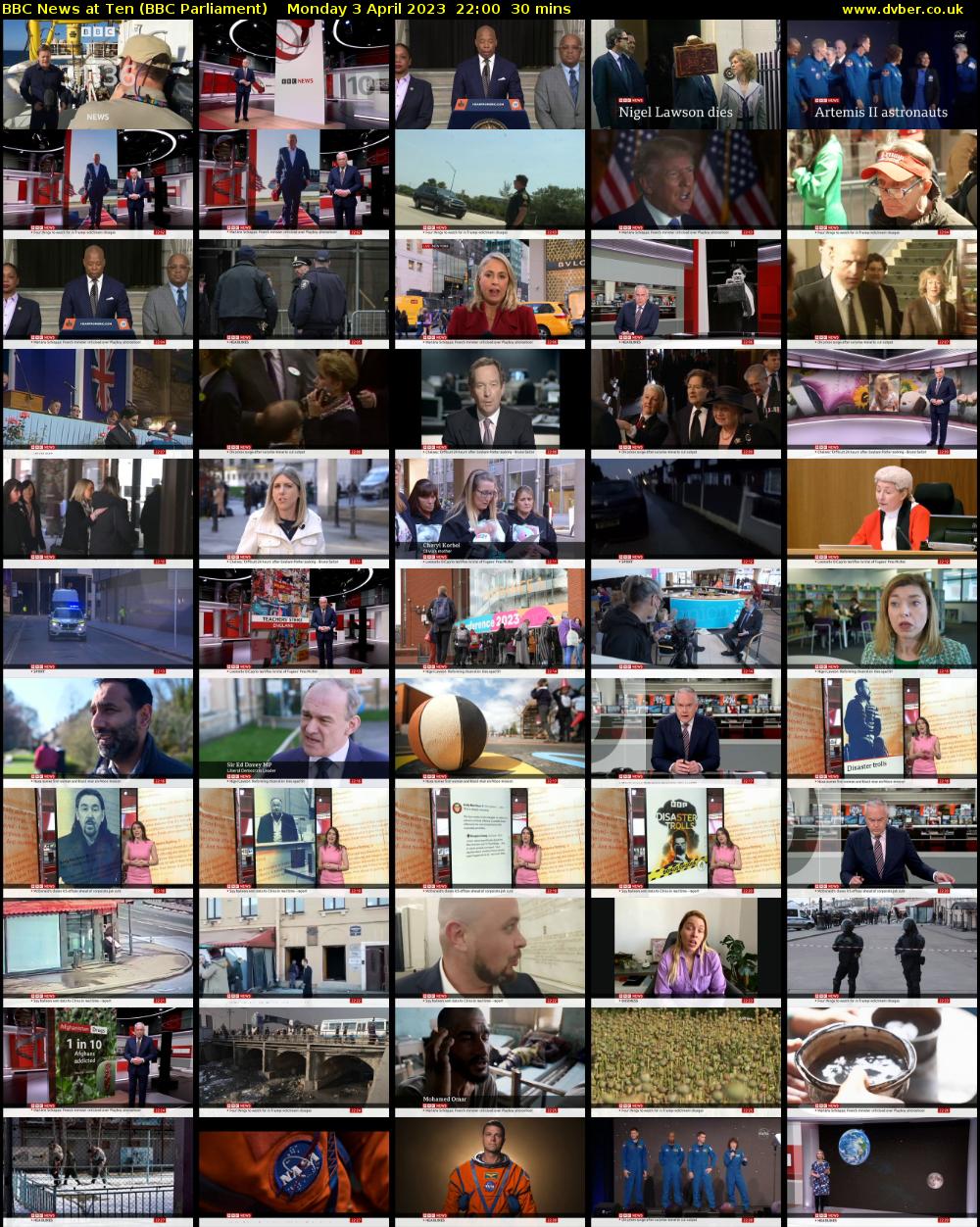 BBC News at Ten (BBC Parliament) Monday 3 April 2023 22:00 - 22:30