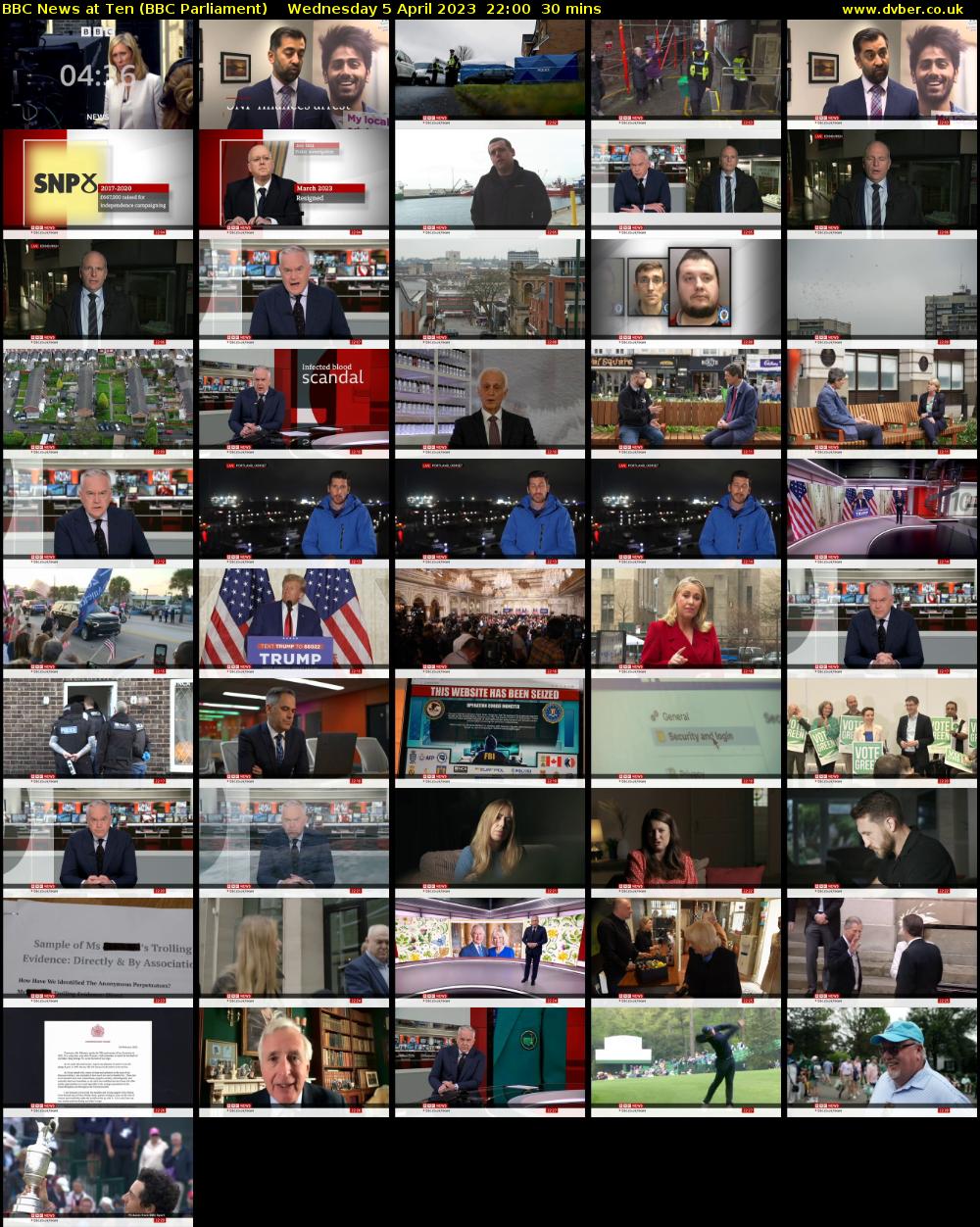 BBC News at Ten (BBC Parliament) Wednesday 5 April 2023 22:00 - 22:30