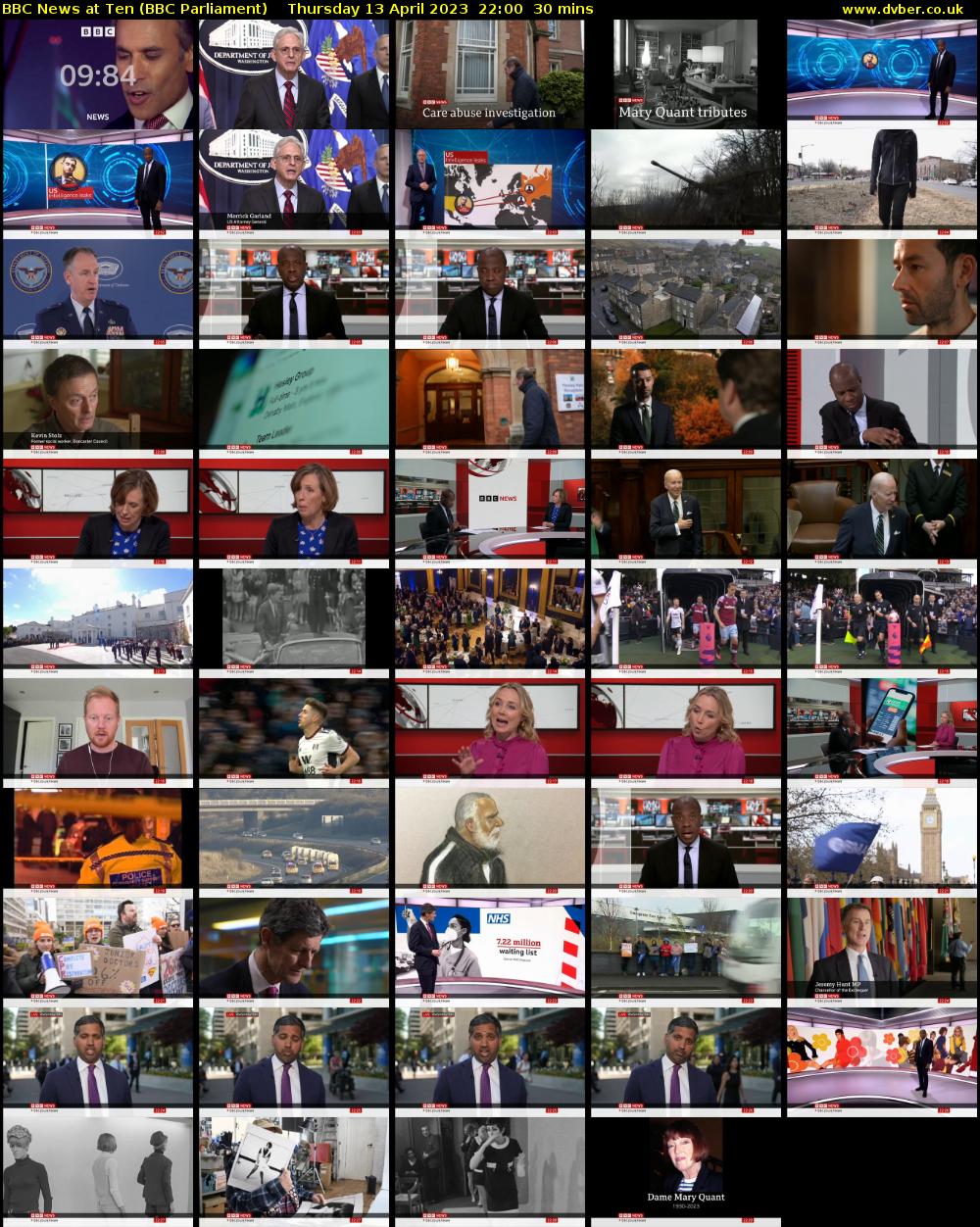 BBC News at Ten (BBC Parliament) Thursday 13 April 2023 22:00 - 22:30