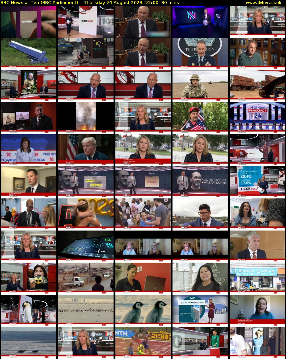 BBC News at Ten (BBC Parliament) Thursday 24 August 2023 22:00 - 22:30