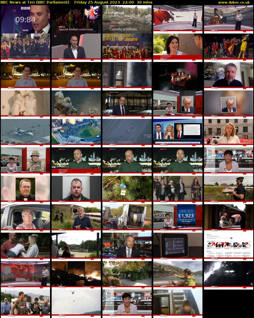BBC News at Ten (BBC Parliament) Friday 25 August 2023 22:00 - 22:30