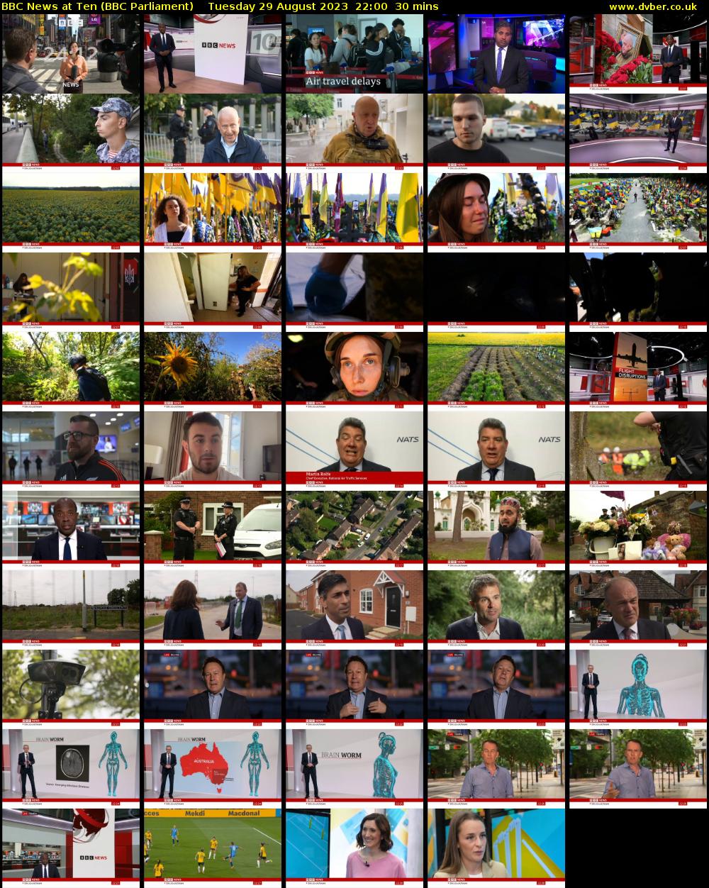 BBC News at Ten (BBC Parliament) Tuesday 29 August 2023 22:00 - 22:30