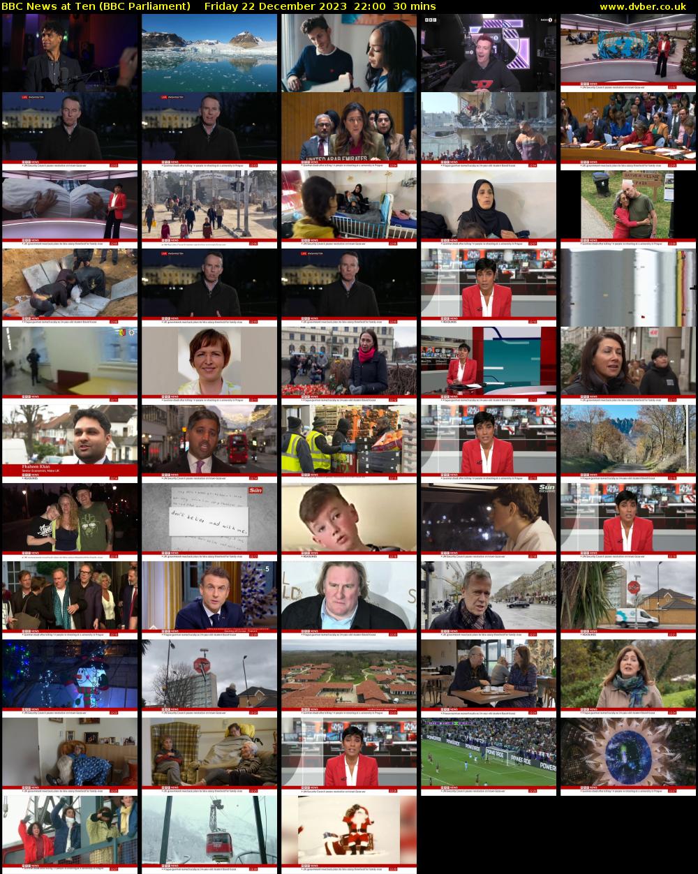 BBC News at Ten (BBC Parliament) Friday 22 December 2023 22:00 - 22:30