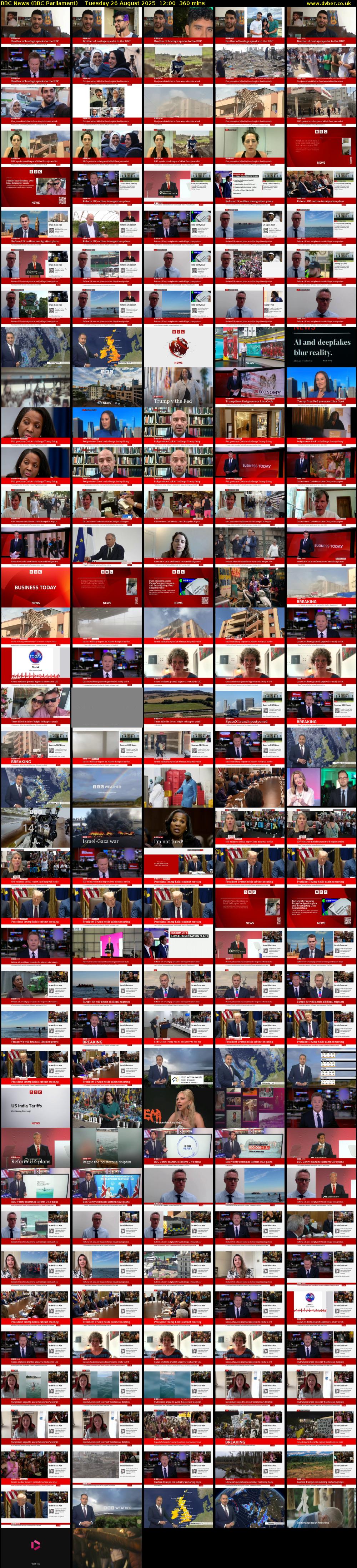 BBC News (BBC Parliament) Tuesday 26 August 2025 12:00 - 18:00
