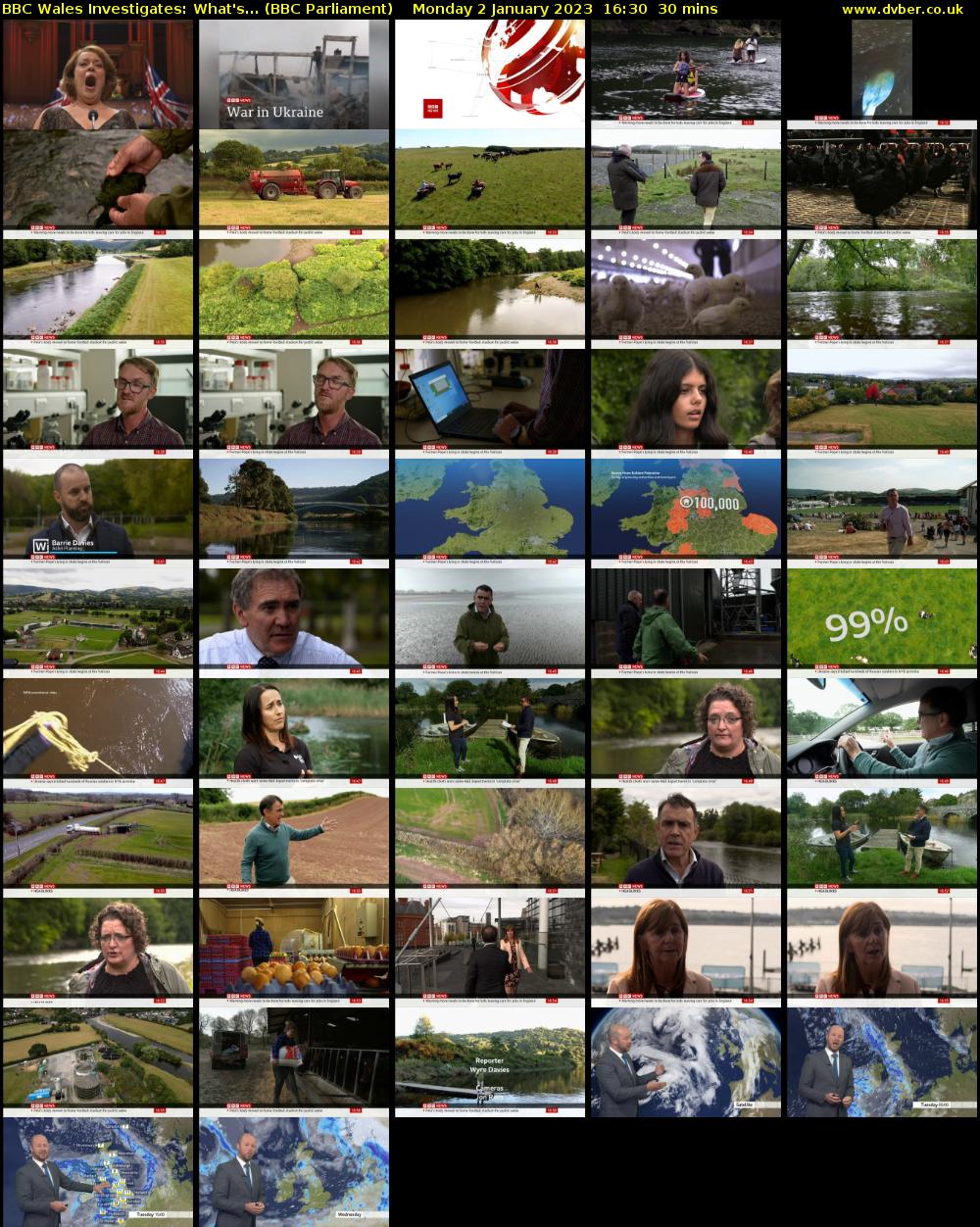 BBC Wales Investigates: What's... (BBC Parliament) Monday 2 January 2023 16:30 - 17:00