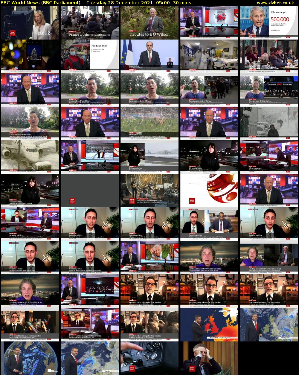 BBC World News (BBC Parliament) Tuesday 28 December 2021 05:00 - 05:30