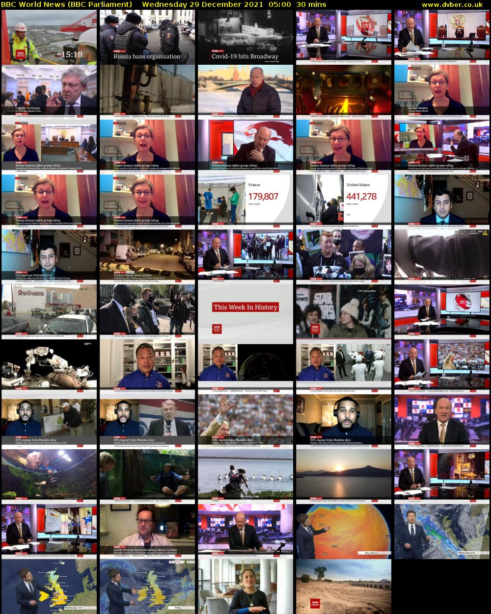 BBC World News (BBC Parliament) Wednesday 29 December 2021 05:00 - 05:30