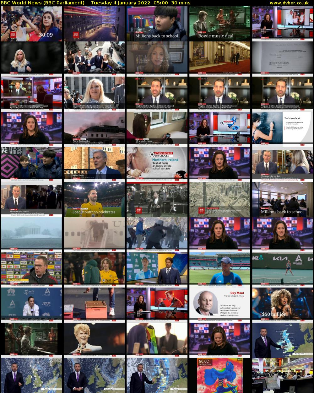 BBC World News (BBC Parliament) Tuesday 4 January 2022 05:00 - 05:30