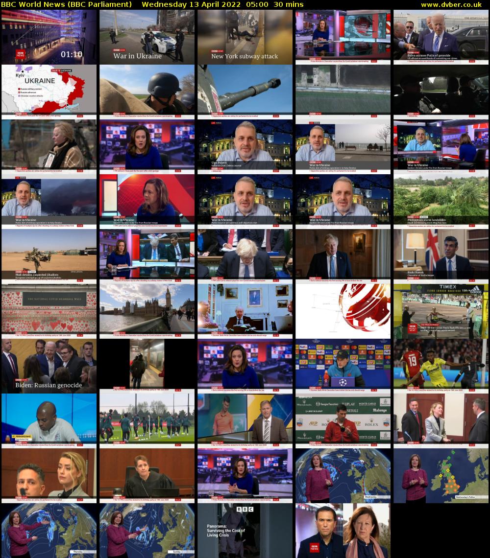 BBC World News (BBC Parliament) Wednesday 13 April 2022 05:00 - 05:30
