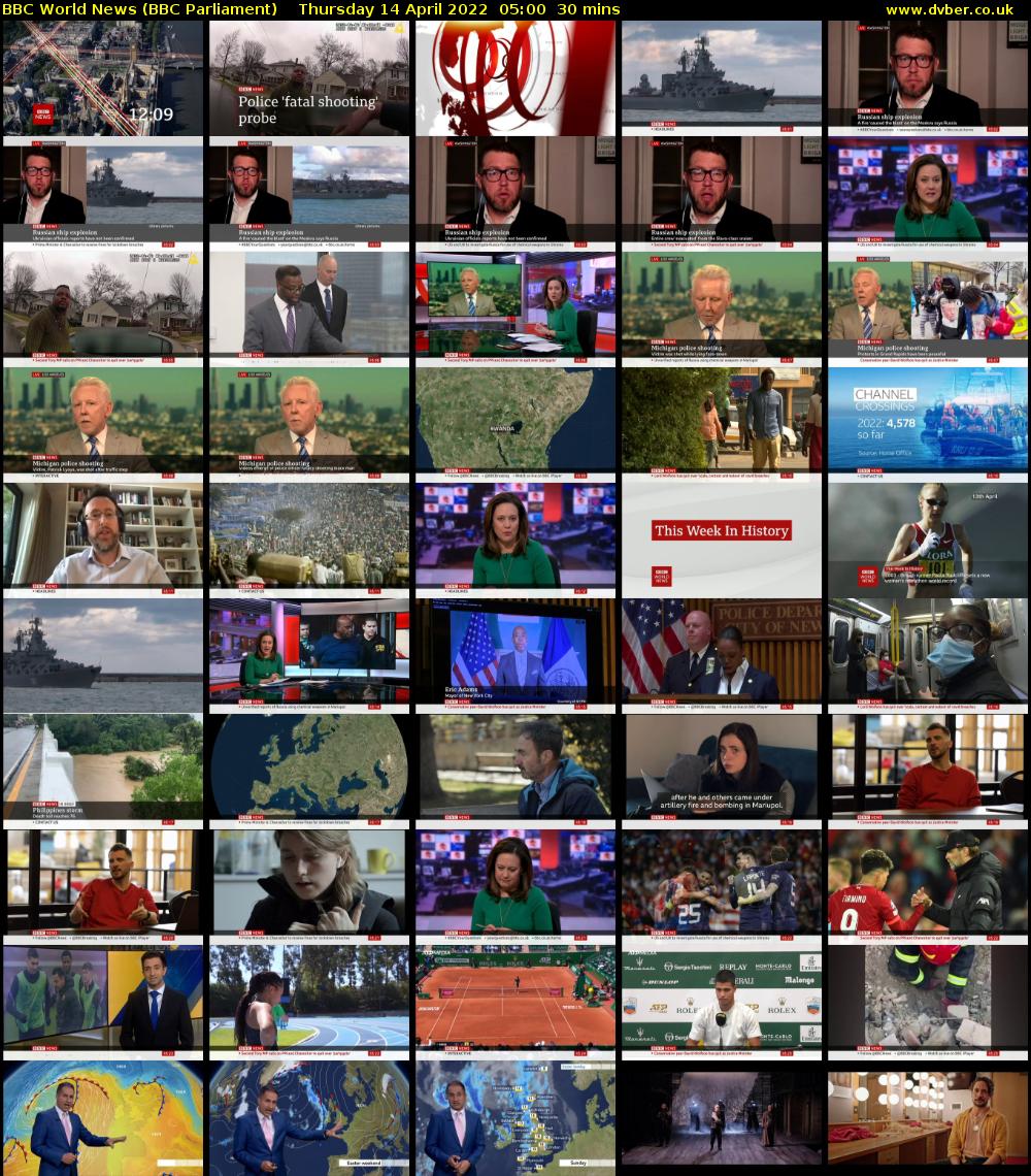 BBC World News (BBC Parliament) Thursday 14 April 2022 05:00 - 05:30