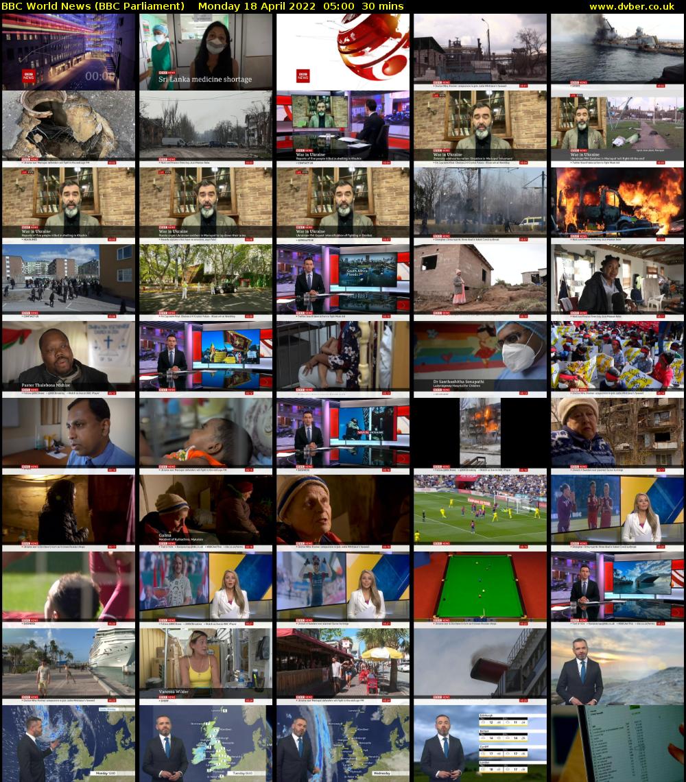 BBC World News (BBC Parliament) Monday 18 April 2022 05:00 - 05:30