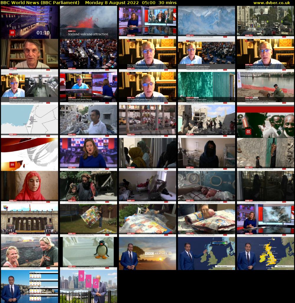 BBC World News (BBC Parliament) Monday 8 August 2022 05:00 - 05:30
