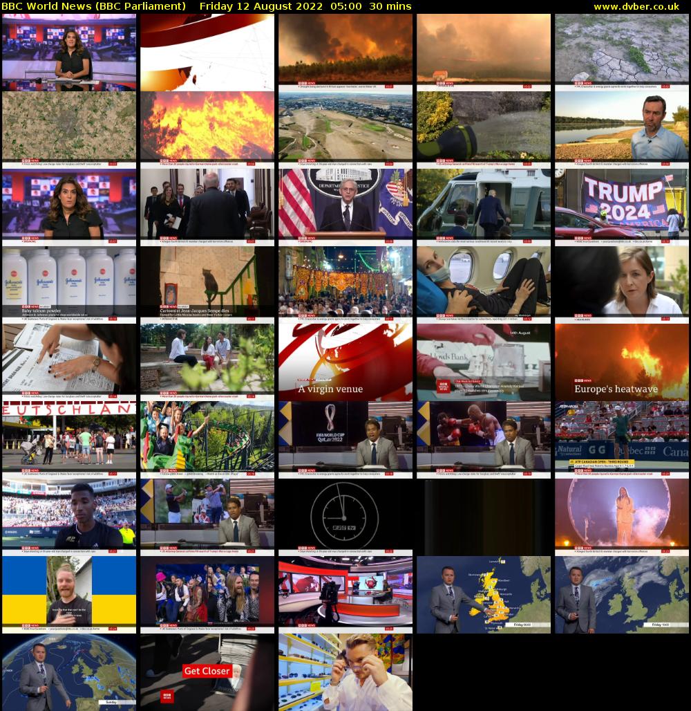 BBC World News (BBC Parliament) Friday 12 August 2022 05:00 - 05:30