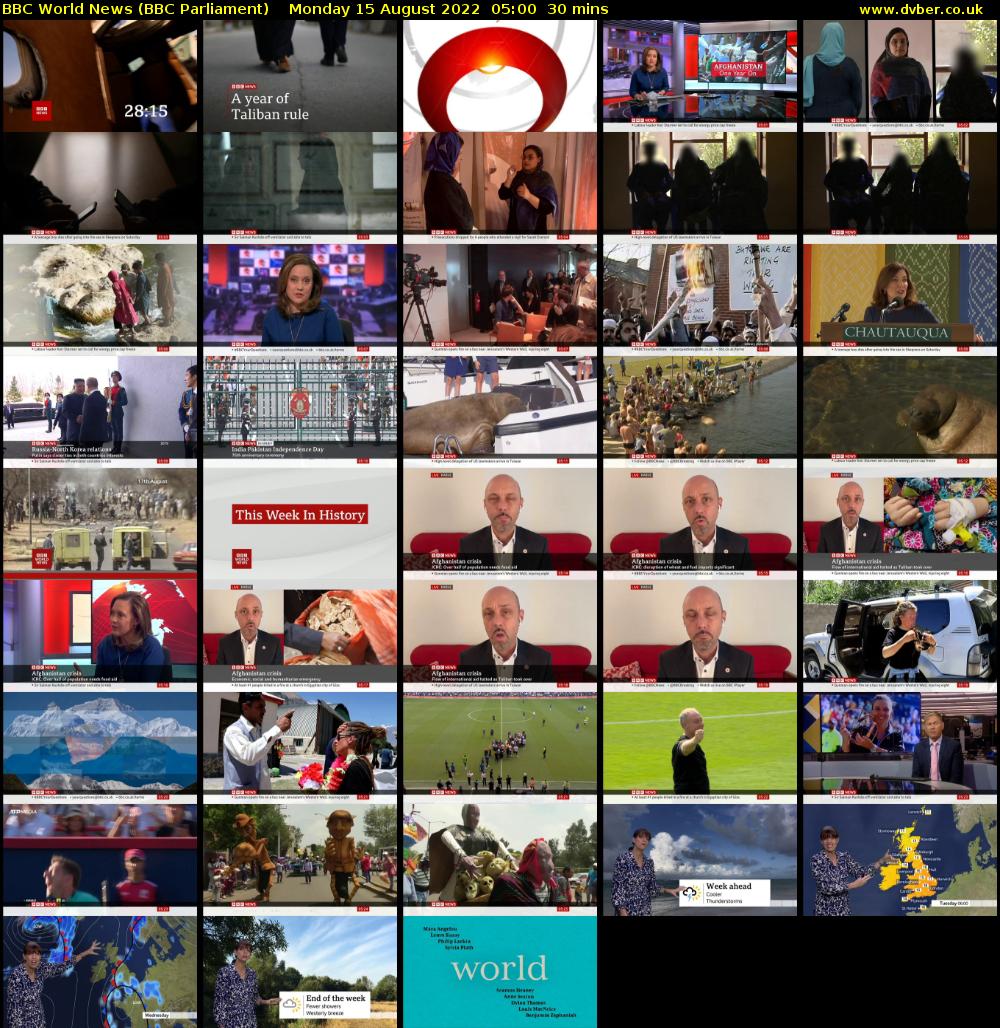 BBC World News (BBC Parliament) Monday 15 August 2022 05:00 - 05:30