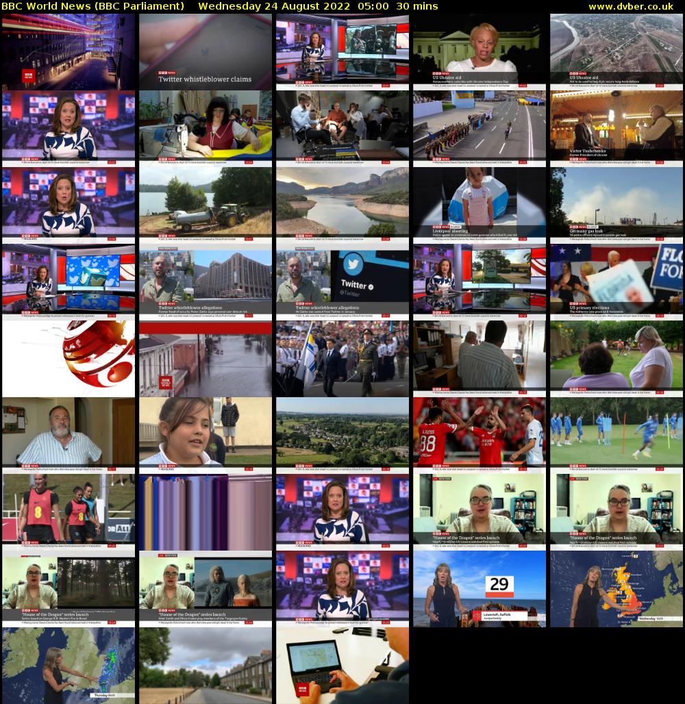BBC World News (BBC Parliament) Wednesday 24 August 2022 05:00 - 05:30