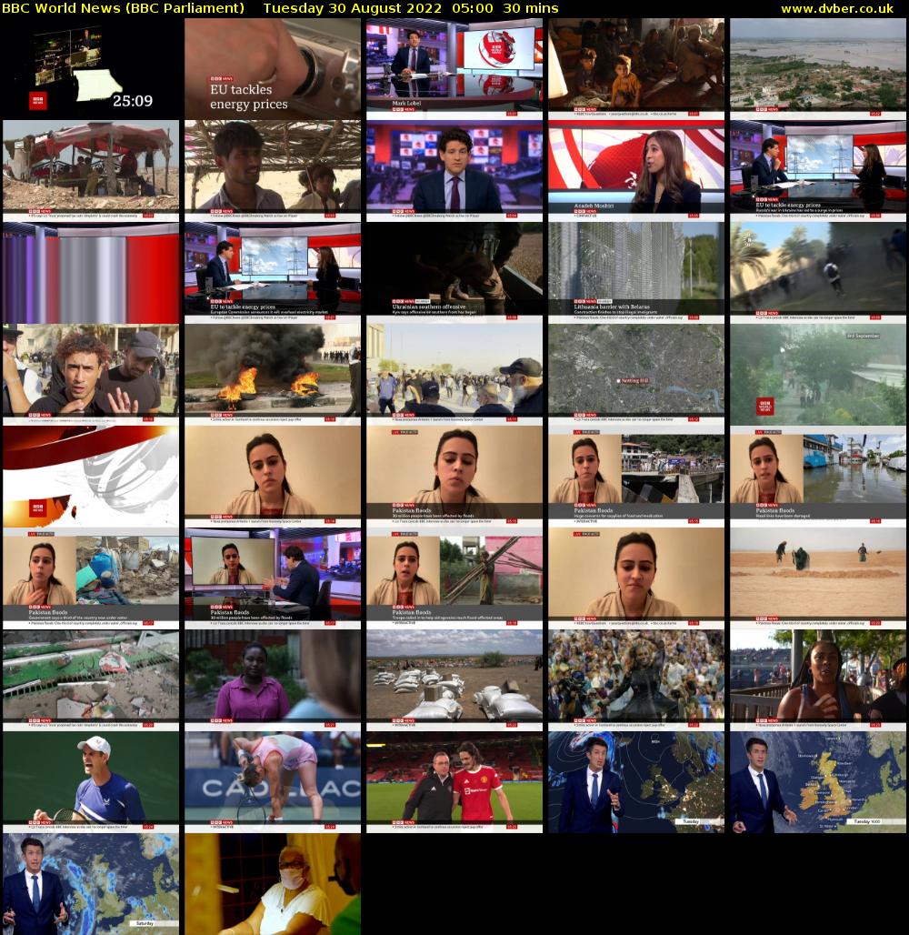 BBC World News (BBC Parliament) Tuesday 30 August 2022 05:00 - 05:30