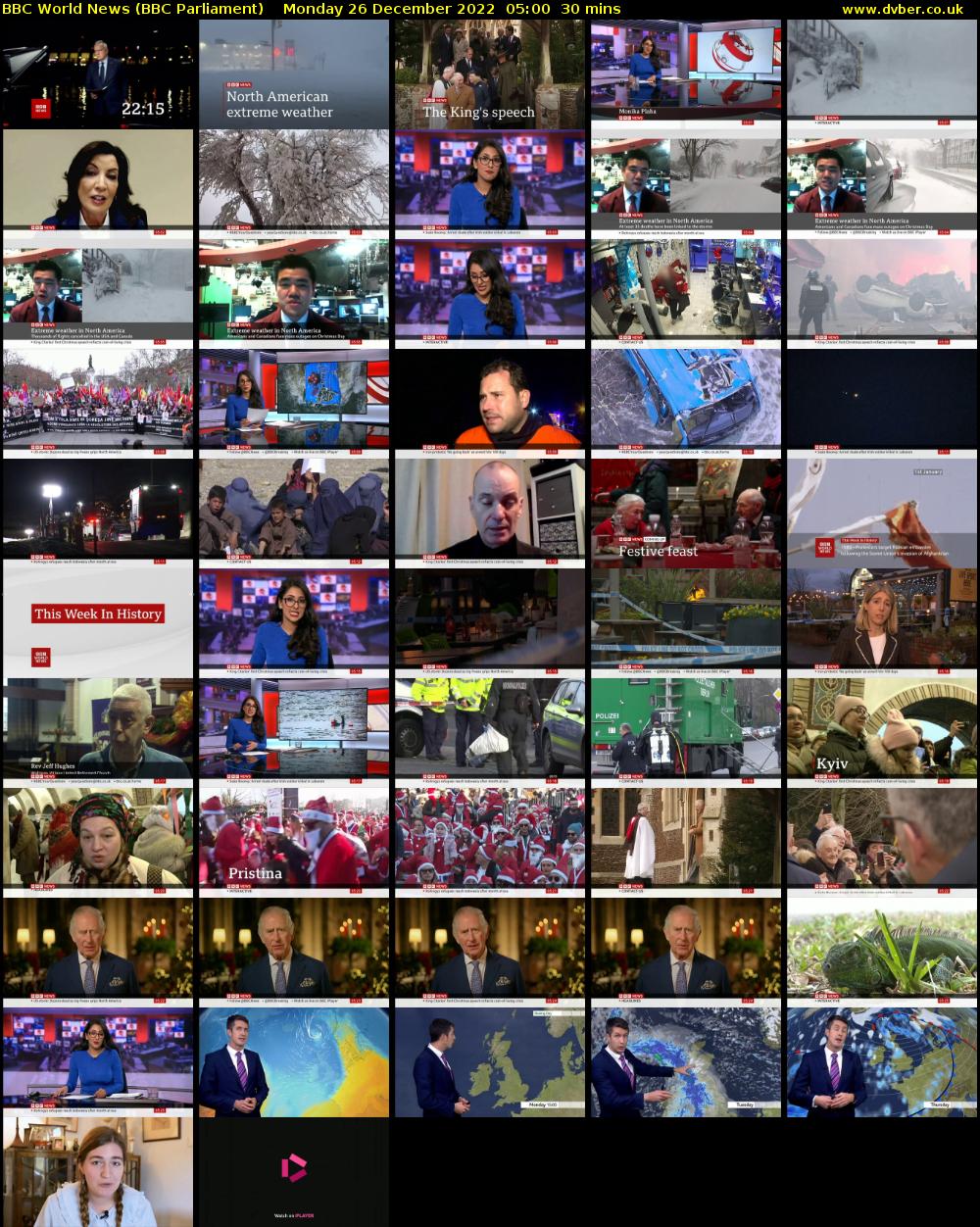 BBC World News (BBC Parliament) Monday 26 December 2022 05:00 - 05:30