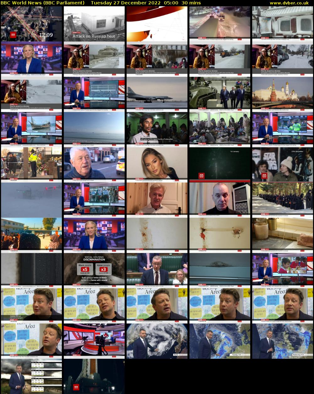 BBC World News (BBC Parliament) Tuesday 27 December 2022 05:00 - 05:30