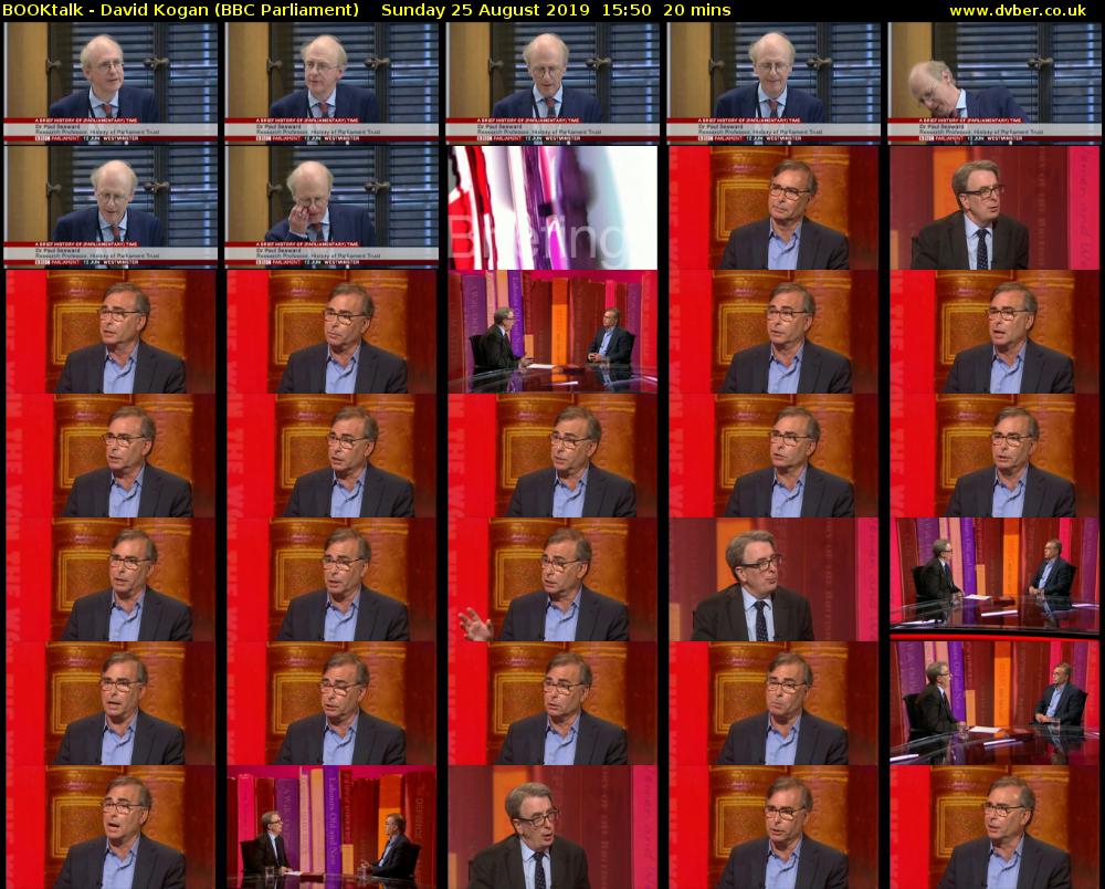BOOKtalk - David Kogan (BBC Parliament) Sunday 25 August 2019 15:50 - 16:10
