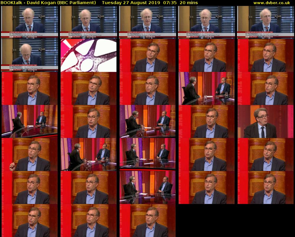 BOOKtalk - David Kogan (BBC Parliament) Tuesday 27 August 2019 07:35 - 07:55