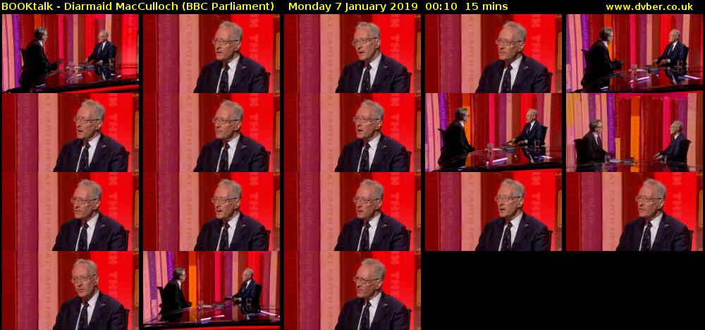 BOOKtalk - Diarmaid MacCulloch (BBC Parliament) Monday 7 January 2019 00:10 - 00:25