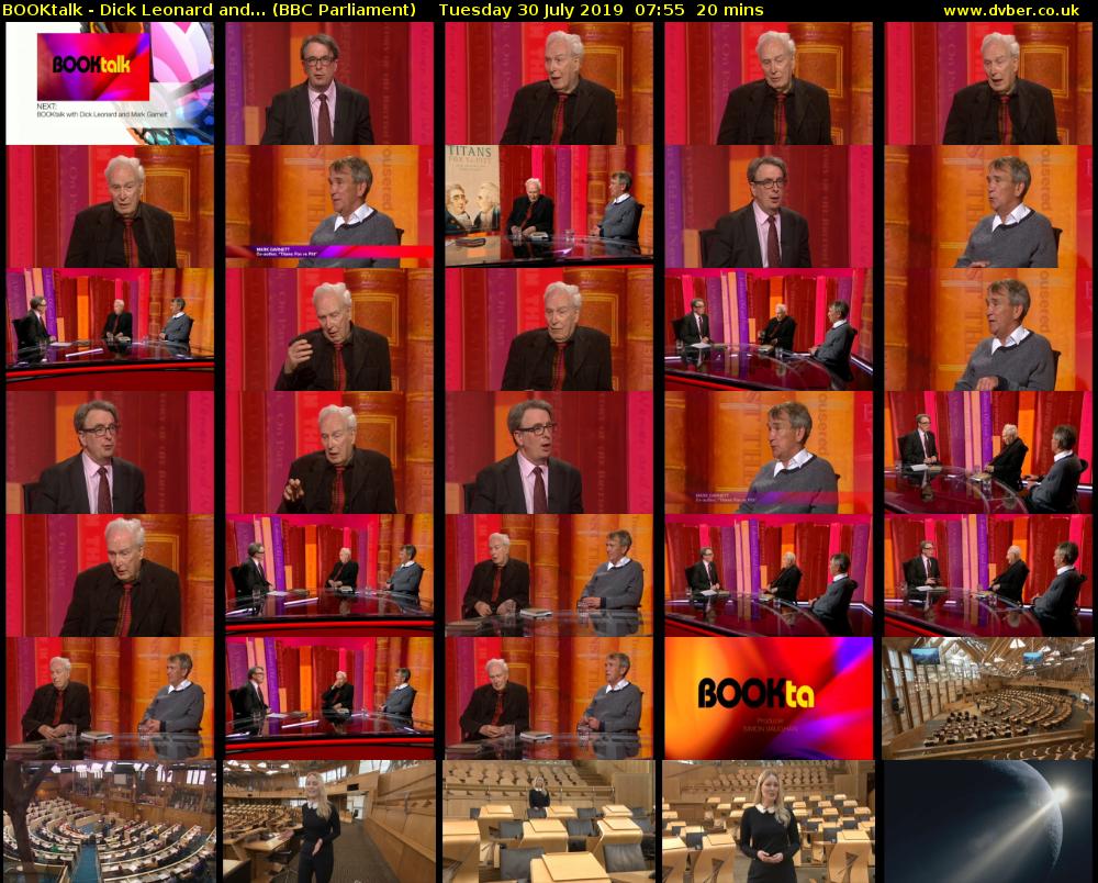 BOOKtalk - Dick Leonard and... (BBC Parliament) Tuesday 30 July 2019 07:55 - 08:15
