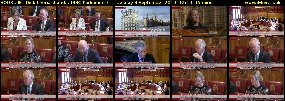 BOOKtalk - Dick Leonard and... (BBC Parliament) Tuesday 3 September 2019 12:10 - 12:25