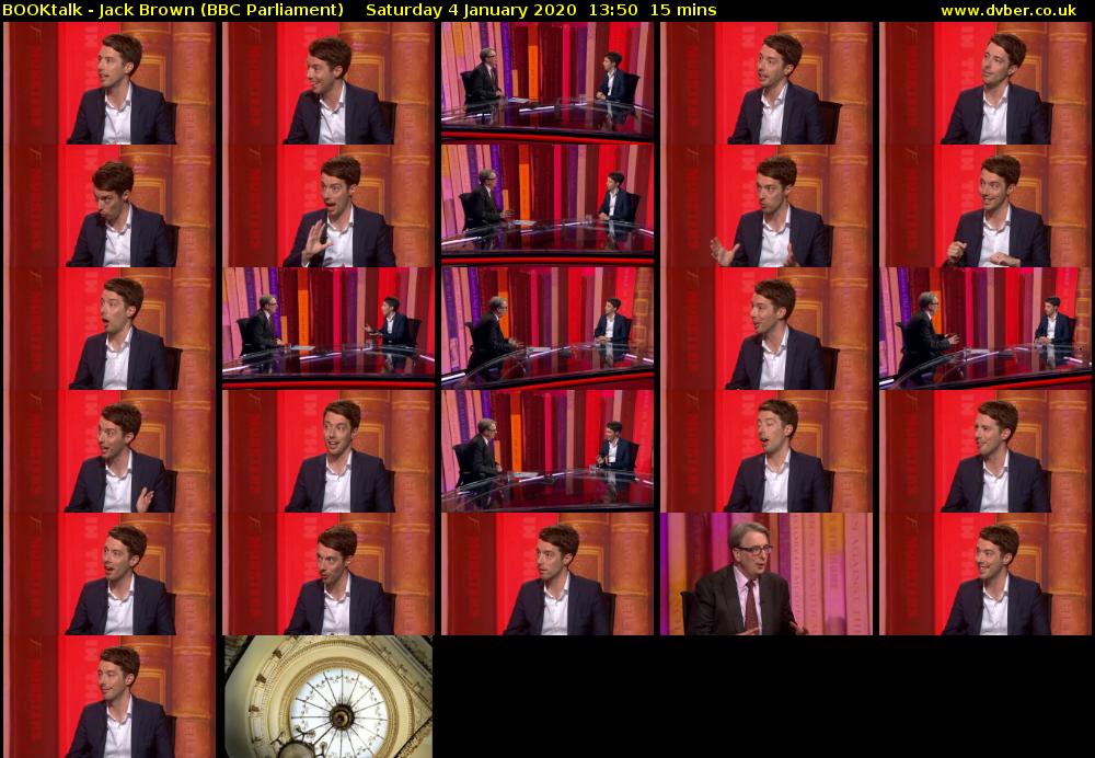 BOOKtalk - Jack Brown (BBC Parliament) Saturday 4 January 2020 13:50 - 14:05