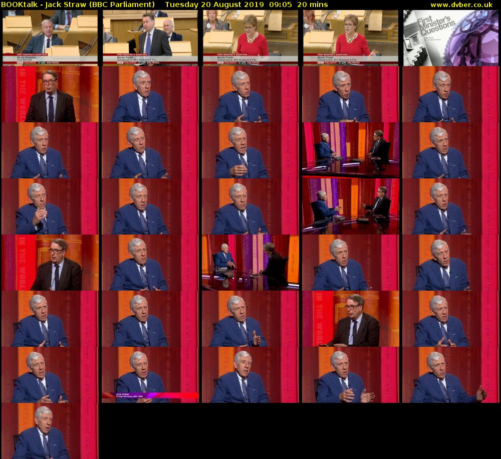 BOOKtalk - Jack Straw (BBC Parliament) Tuesday 20 August 2019 09:05 - 09:25