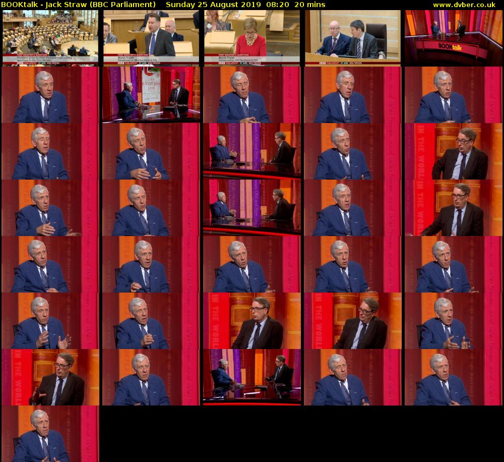 BOOKtalk - Jack Straw (BBC Parliament) Sunday 25 August 2019 08:20 - 08:40